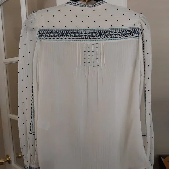 Veronica Beard Carta Embroidered Silk & Cotton Blouse - Picture 4 of 5